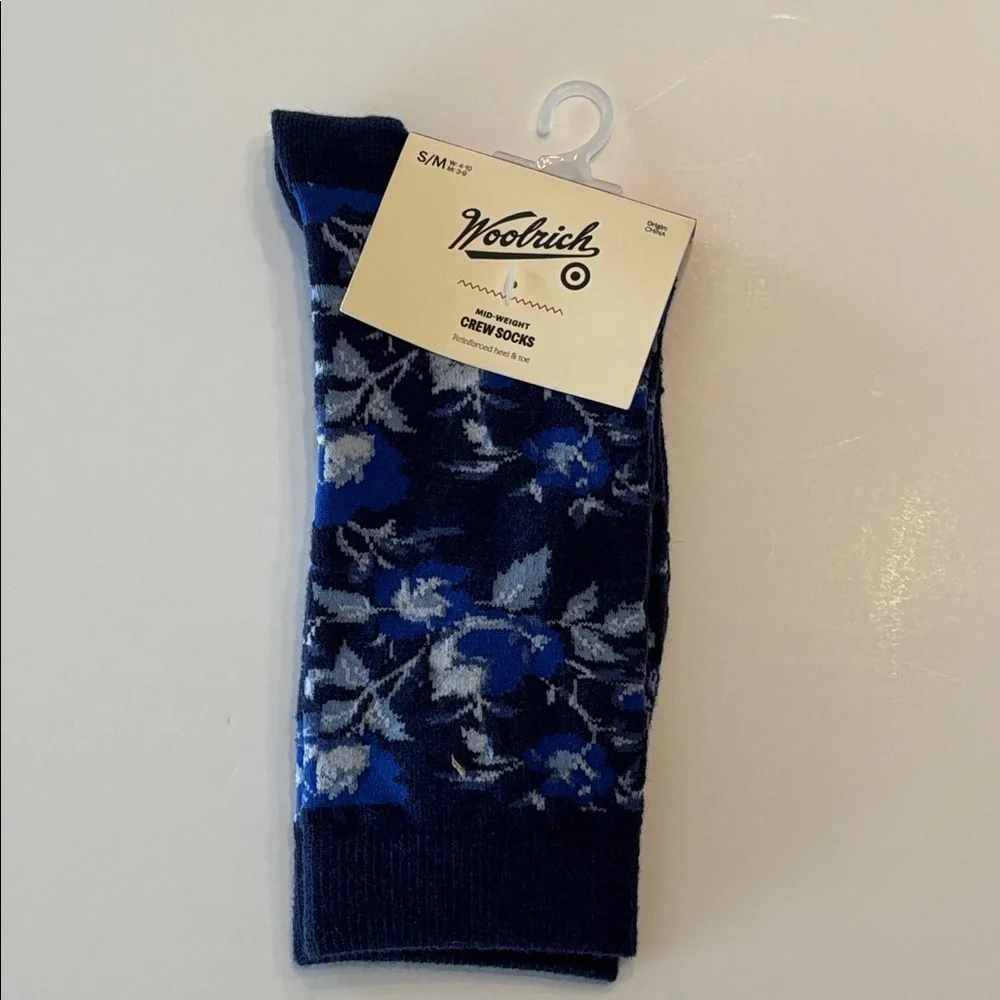 Woolrich x Target LIMITED EDITION Blue Floral Crew Socks